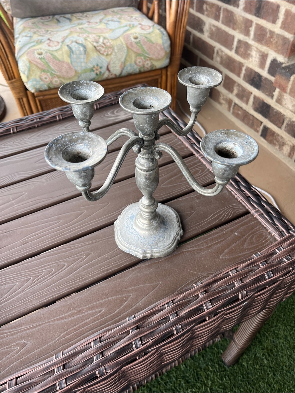 Vintage-Style Five-Arm Candle Holder - Silver